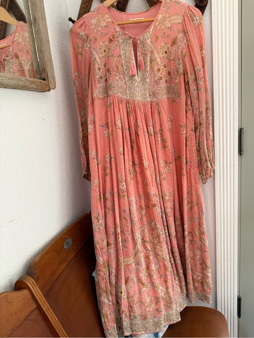 Spell Coral Floral Long Sleeve Maxi Dress